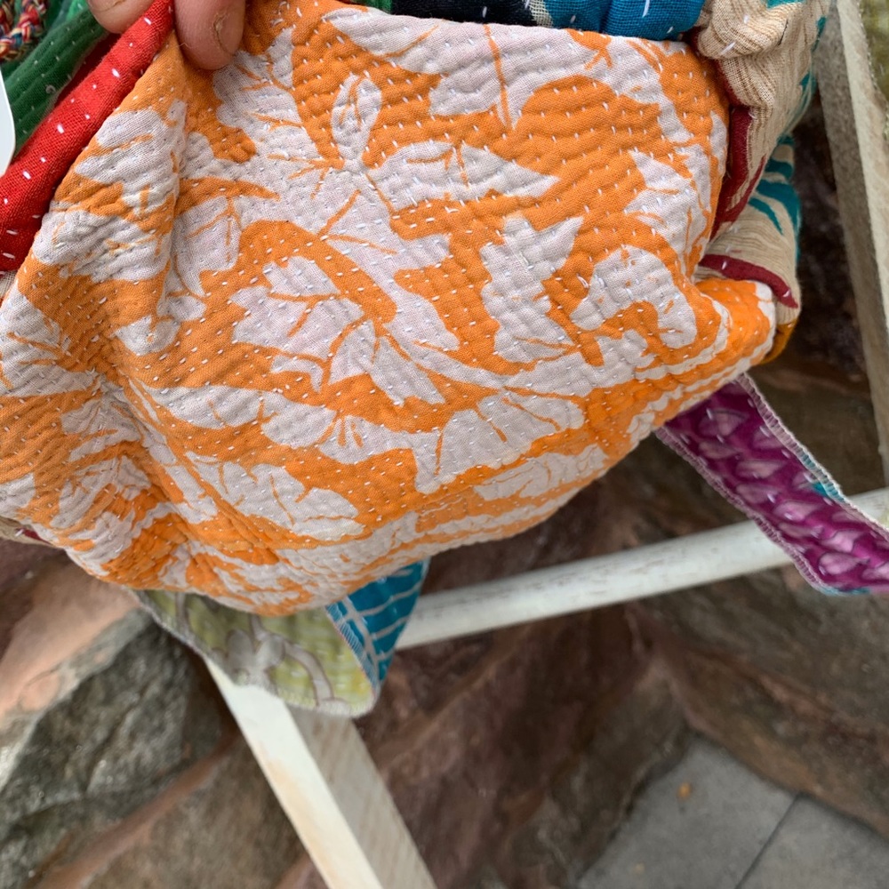 ✨VINTAGE SARI KANTHA QUILTED DRAWSTRING… - Picture 5 of 10